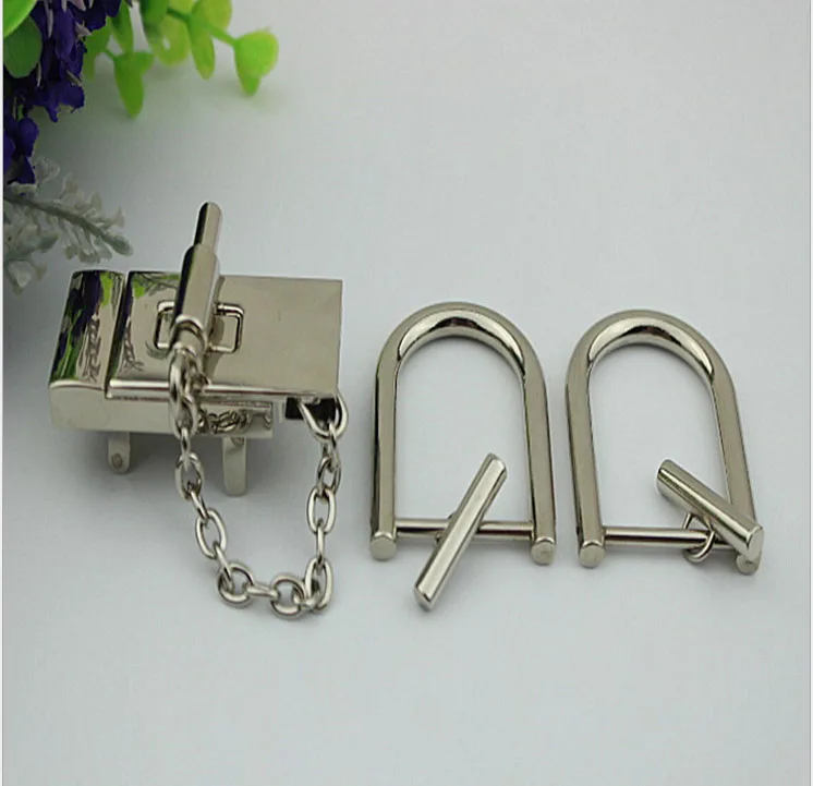 6pcs/lot Silvery white pig bag latch full set of hardware lock Handbags