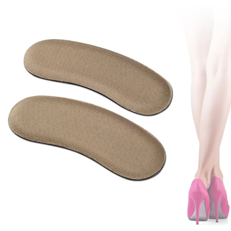 Black Grey Brown 2 Pairs Sticky Fabric Shoe Back Heel Inserts Insoles Pads Cushion Back Heel Insert