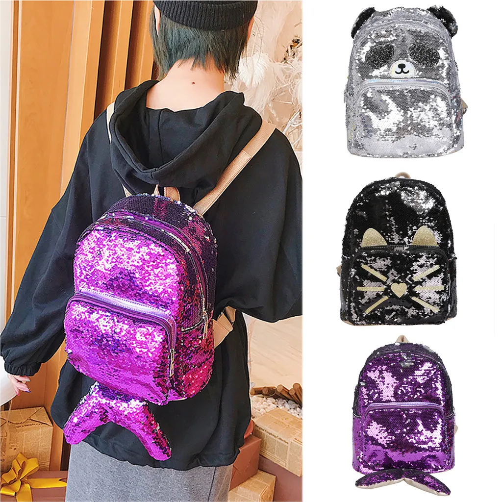 

Women New Sequins Backpacks Teenager School Bags For Girls mochila Backpack Drawstring Kids Bag glitter Girls Travel Shoulder