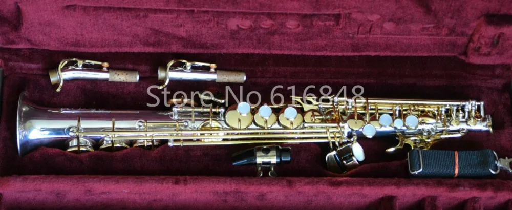 

JUPITER JPS-847 Straight Pipe Soprano Saxophone Silver Plated Body Gold Lacquer Key B Flat Sax Instrument With Case Mouthpiece