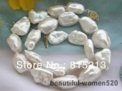 

FREE SHIPPING>>>@@ > N365 16" 20mm white keshi reborn pearl necklace