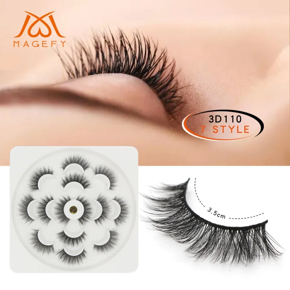 MAGEFY 7Pair Luxury 3D False Lashes Fluffy Strip Eyelashes Long Thick