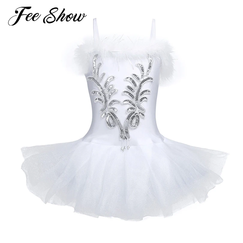 

Hot Sale White Swan Lake Ballet Dress Kids Girls Sequin Dancer Leotard Tutu Dress Girls Ballerina Tulle Dress Dance Wear Costume