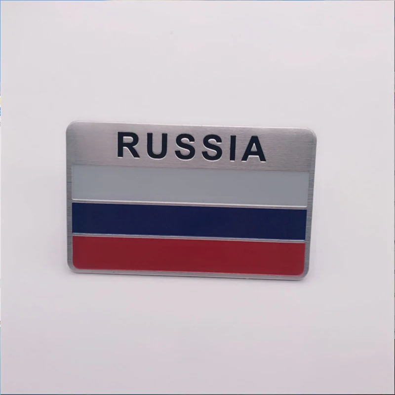 10 шт./лот значок с российским флагом тонкая алюминиевая эмблема Российской