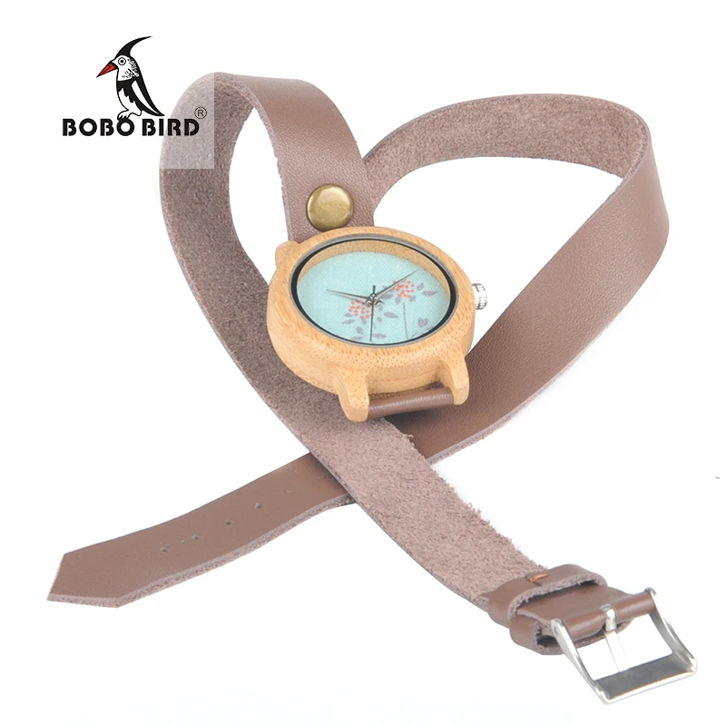 

relogio feminino BOBO BIRD Wooden Watches Women New Fashion New Created Reloje Mujer with Long Leather Strap in Wood Box