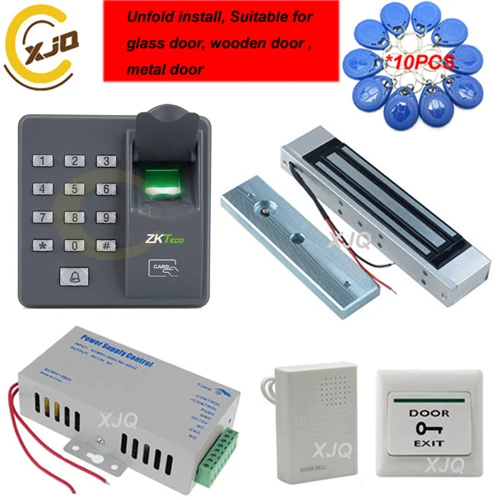 XJQ биометрическая система контроля допуска к двери с электронным магнитным болтом замок RFID Пароль безопасности дверной замок комплект - Цвет: Kit4
