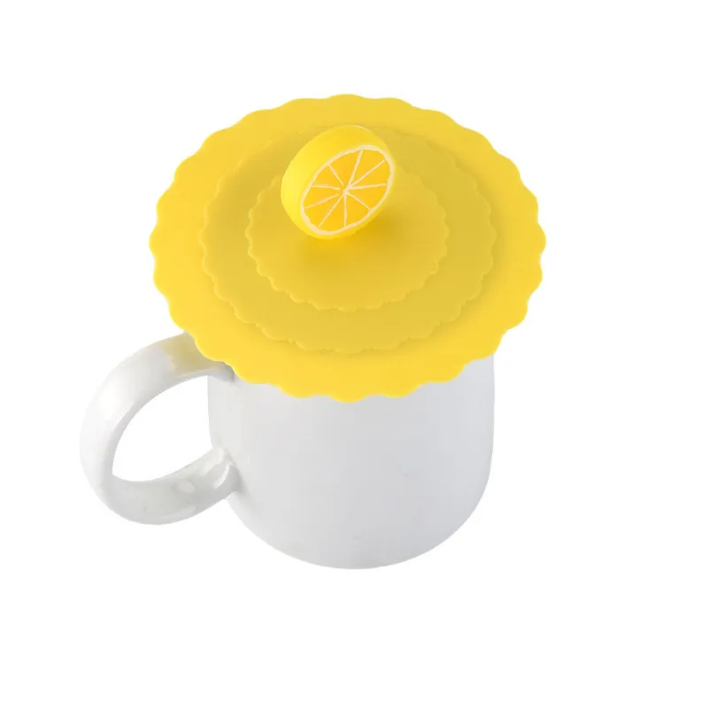Пищевые силиконовые крышки для чашек модные креативные крышки для чашек термостойкие милые безопасные здоровые термоизоляционные крышки для чашек - Цвет: Yellow Lemon