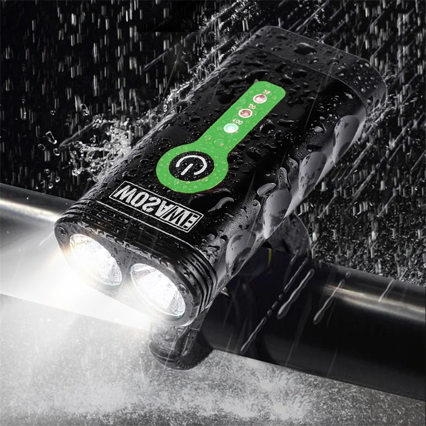 Top WOSAWE USB Rechargeable Bicycle Flashlight 2400 Lumens with Built-in Battery Rotate Bike Cycling Light 2-XML-3 LED Lamp 5 Modes 2