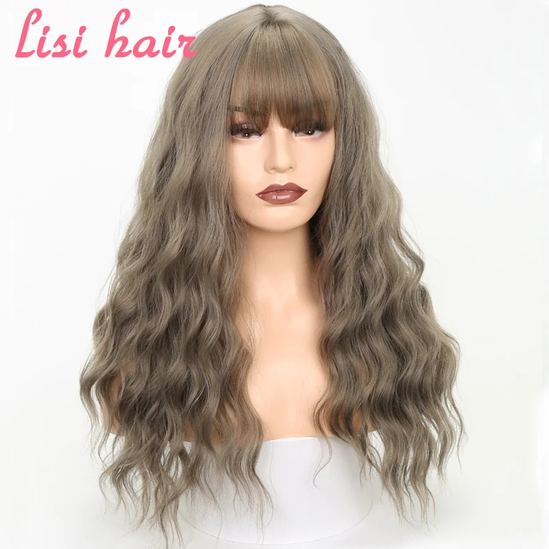 LISI волосы 2" Длинные смешивания черные парики с челки термостойкие синтетические курчавые кучерявые парики для женщин африканские американские модные волосы