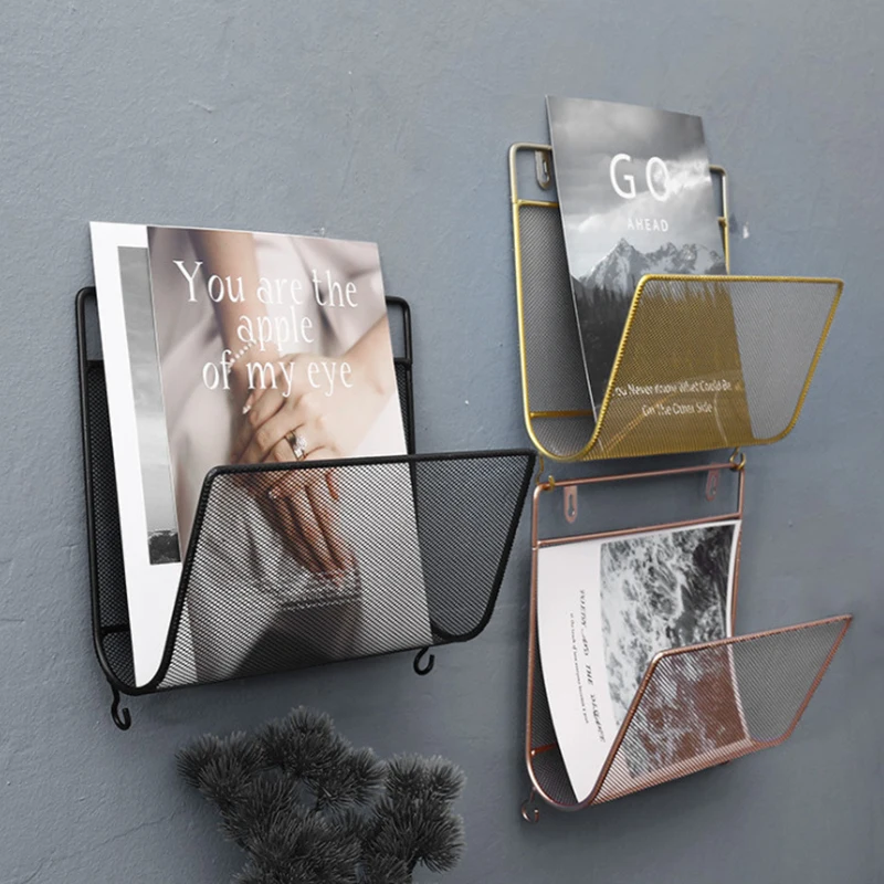 الشمال الفاخرة المعادن الرياح المطاوع الحديد جدار مجلة رف للربط الرف الإبداعية تخزين الرف المنزل تخزين Organizate