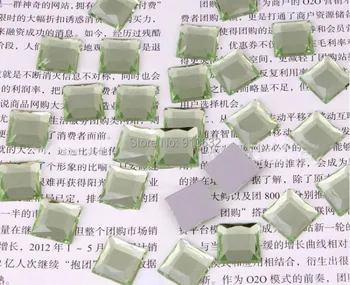 

500PCS 12MM LIGHT GREEN SQUARE RHINESTONES FLATBACK GEMS FOR CRAFT SCRAPBOOKING CELL PHONE CASE DECORATION