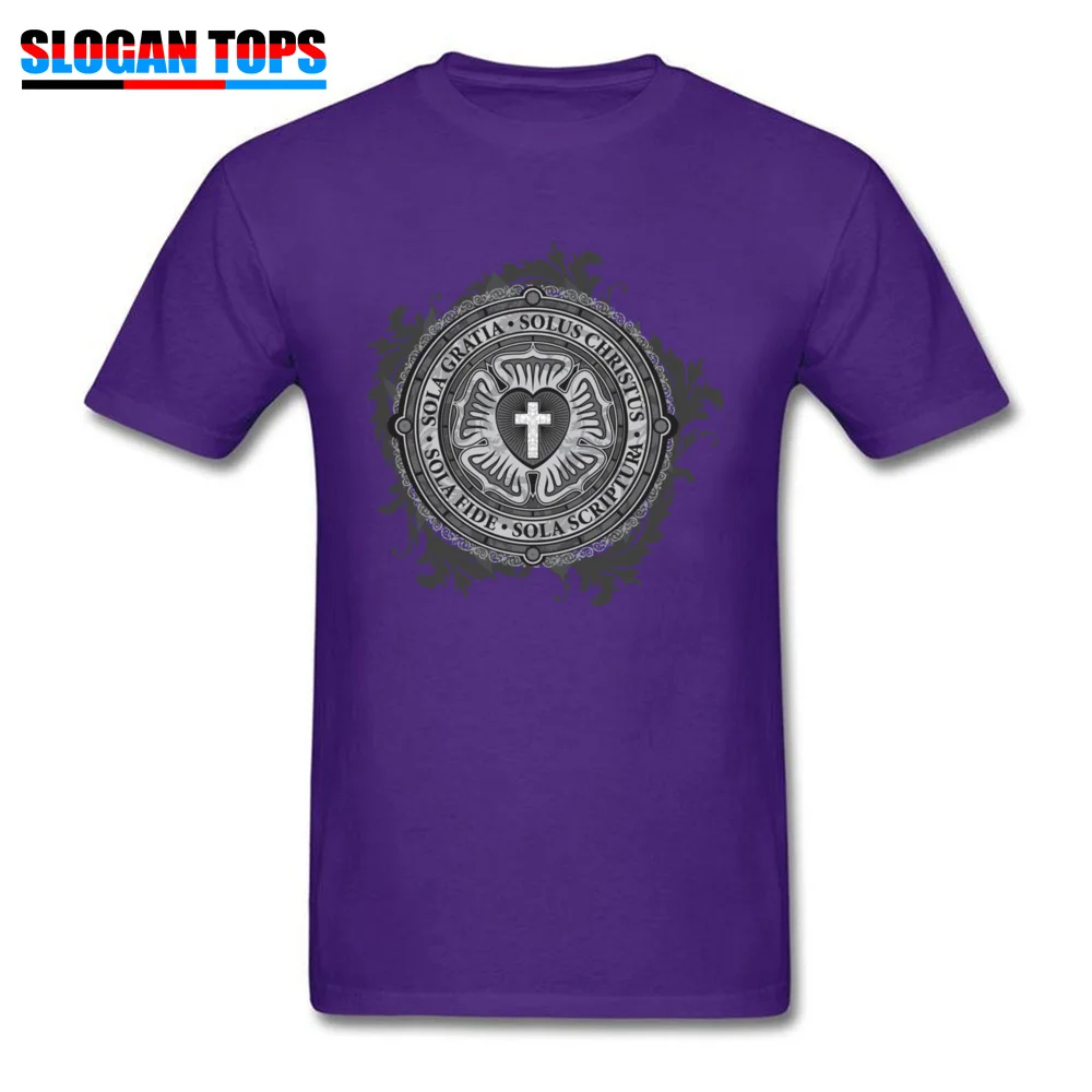 Fashionable Men Tops Shirt Casual Normal T Shirts 100% Cotton Short Sleeve Personalized Tops & Tees Round Neck Luther Rose Christian Luther Seal 11595 purple