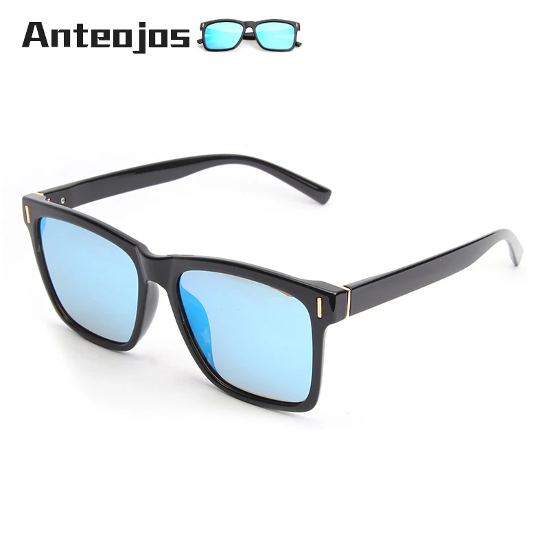

ANTEOJOS Famous Brand Sun Glass Classic Square Tr90 Black Frame Blue Lens Polarized UV400 Sunglasses For Woman Men Gafas Hombre