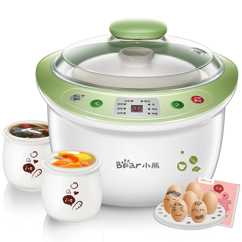 

Electric Stew Pot White Porcelain Slow Cooker Ceramic Soup Porridge Rice Pot Automatic Power Off When Lack Water Cute Design