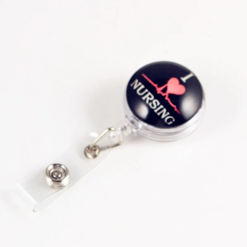 I Love Nursing Retractable Ski Pass ID Card Badge Holder Reel Pull Key