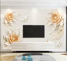 Papier Peint Vintage européen motif fleurs 3D, tapisserie murale avec Photo, Pour salon et derrière TV