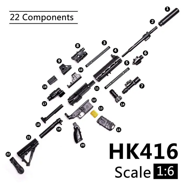 1:6 PUBG M416 HK416 Rifle Assembly Gun Model Assembling Puzzles Building Bricks For Action Figure 1