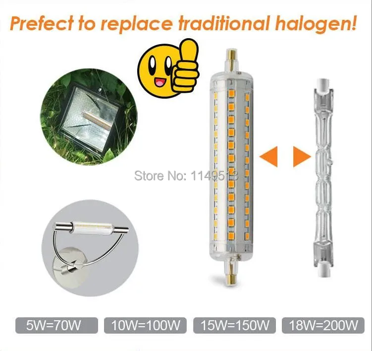 10 шт./лот dimmable LED R7S свет Вт 118 мм лампа 360 градусов угол J118 Идеальная замена