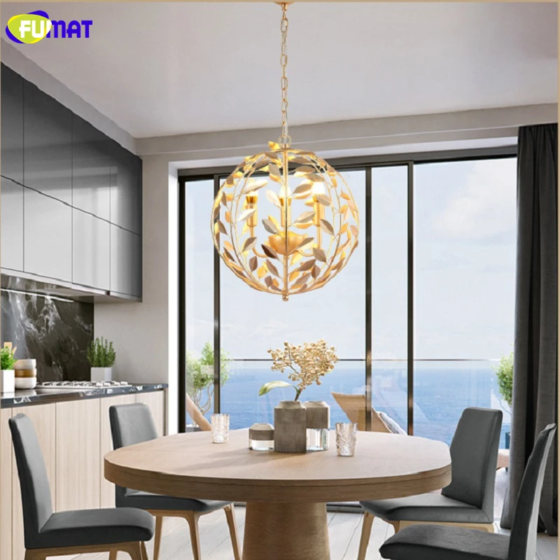 

FUMAT Nordic Loft Pendant Lamp Gold Leaf Earth Ball Light Creativity Art E14 Led Hanging Light Fixture Hanglamp Restaurant Lamps