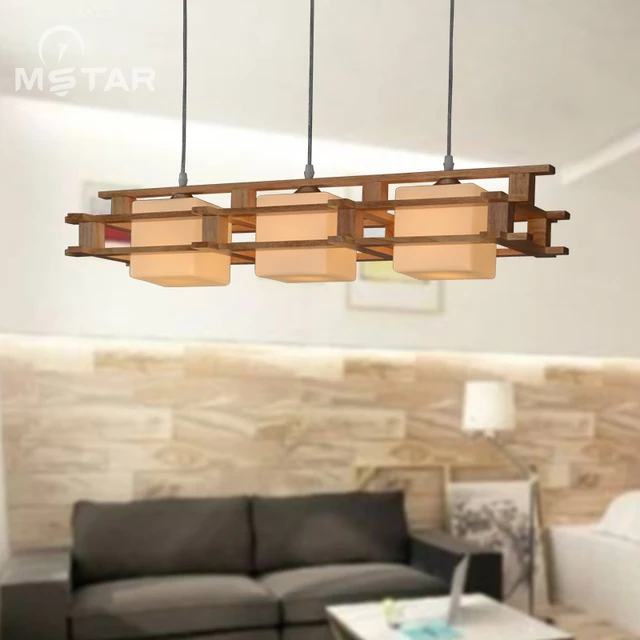 Solid Wooden Wood Japanese Pendant Lights Creative Decoration Dining Room Bar Dinner Living