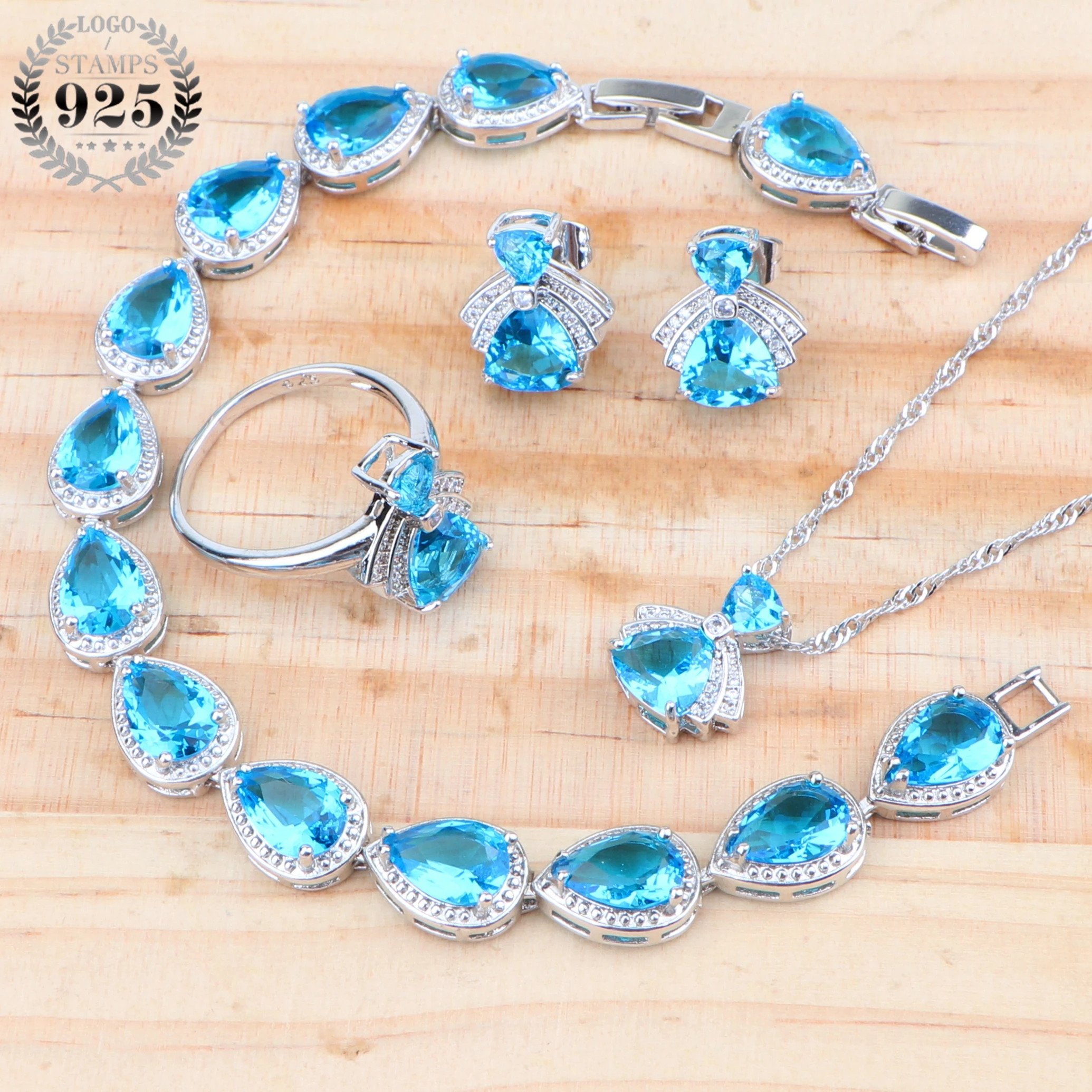 Свадебный Циркон комплекты украшений для женщин костюм серебро 925 ювелирные изделия браслет, серьги, кольцо свадебное ожерелье кулон Набор подарочных коробок