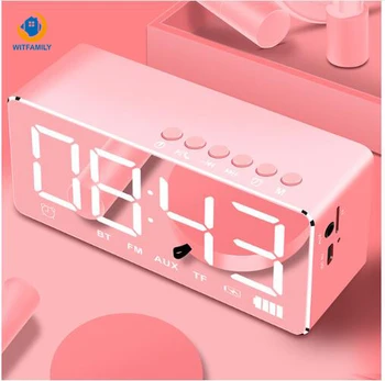 

Mirror radio Bluetooth Alarm Clock Home Overweight Subwoofer LED Lights Small Stereo Smart Speaker Wireless Mobile Computer