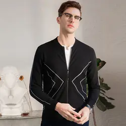 Для мужчин свитера Для мужчин одноцветное Sweatercoat Slim Fit рубашка с длинными рукавами трикотаж тянуть Homme 2019 Весна Новый 39010