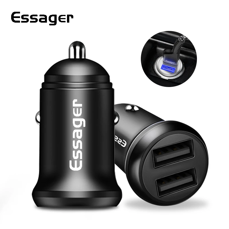 Essager 4.8A USB سيارة شاحن آيفون XS سامسونج شياو mi mi سريع سيارة شحن شاحن للهاتف المحمول محول mi ني سيارة-شاحن