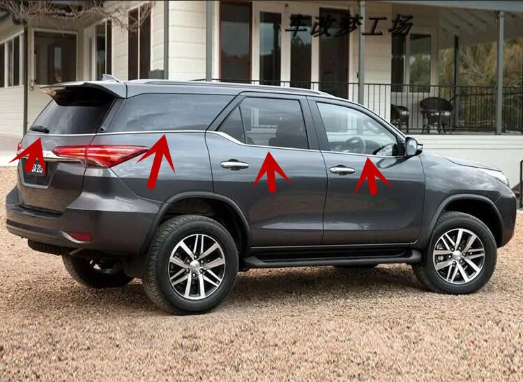 

NEW Car Below Door Full Window Frame Window Sill Molding Trim Cover For Toyota Fortuner 2016 2017 2018 2019 BY EMS
