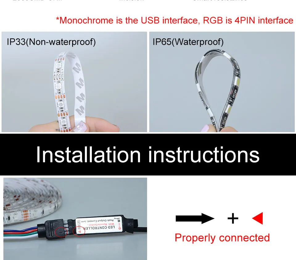 AmmToo 50 см, 1 м, 2 м, 3 м, 4 м, 5 м, RGB Светодиодная лента, светильник с питанием от USB, 5 В, SMD 2835, настольный декор, RGB ленточный светильник для телевизора, фоновый светильник ing