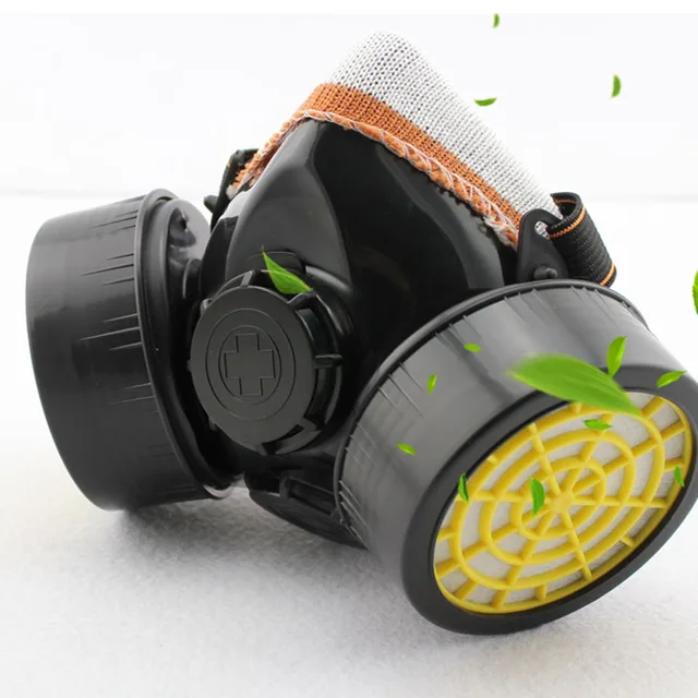 Gas mask chemical gas anti dust paint industrial respirator dual filter face safety protection mask with goggles wholesale