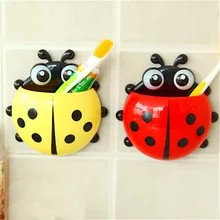 Cute Animal Ladybug Creative Toothbrush Holder Baby Cartoon Gecko frog Toothbrush Wall Suction Hanger baby Toothbrush Rack