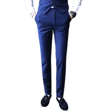 Костюм брюки джентльмен британский стиль мужской сплошной цвет тонкий бизнес случайный большой размер S-5XL высокого качества костюм брюки