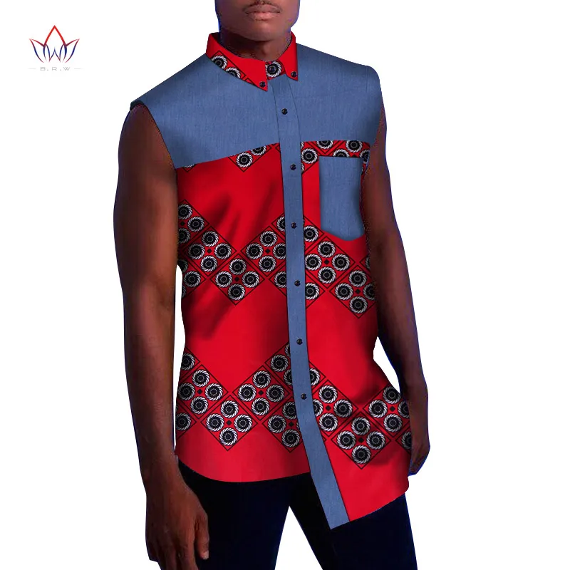 16 summer african men clothing fashion sleeveless shirts african clothes african ankara print t-shirt for men WYN846 - Цвет: 16