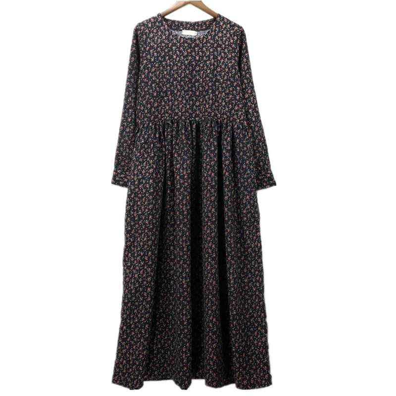 Женское платье макси с длинным рукавом из хлопка и льна|dresse|dresses skirts kids dresses skirtsdress
