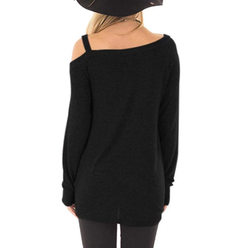 Женская футболка, сексуальная, с длинным рукавом, на одно плечо, с закрученным узлом спереди, футболка размера плюс, облегающие футболки, 11 цветов, SJ218E