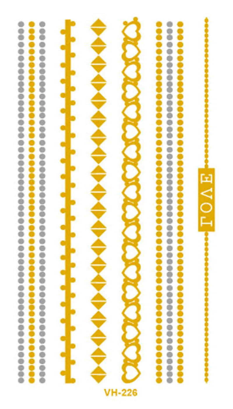 Боди арт живопись тату наклейки Блестящий Металл золото серебро Временная флеш-тату браслет одноразовые индийские татуировки VH-202 - Цвет: VH0226
