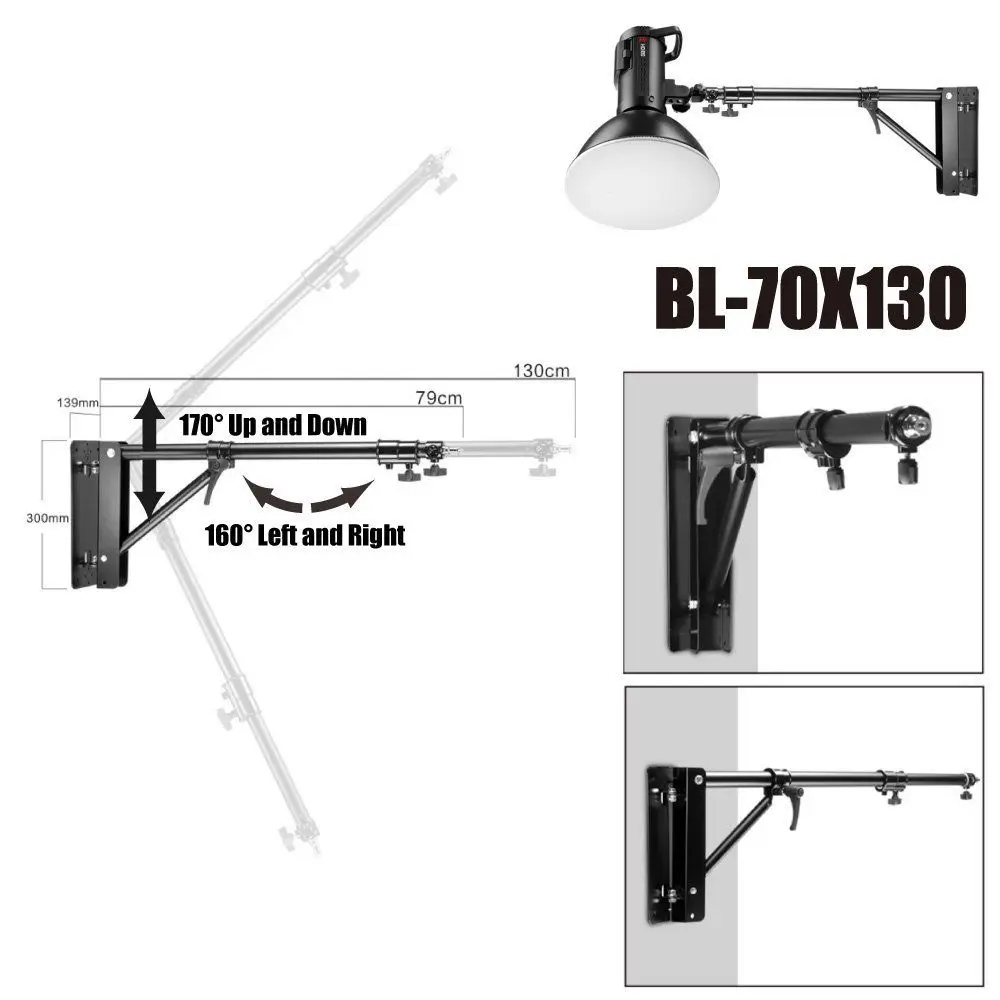 

JINBEI Adustable Wall Ceiling Mount Light Stand 170 Degree Up Down / 160 Degree Left Right