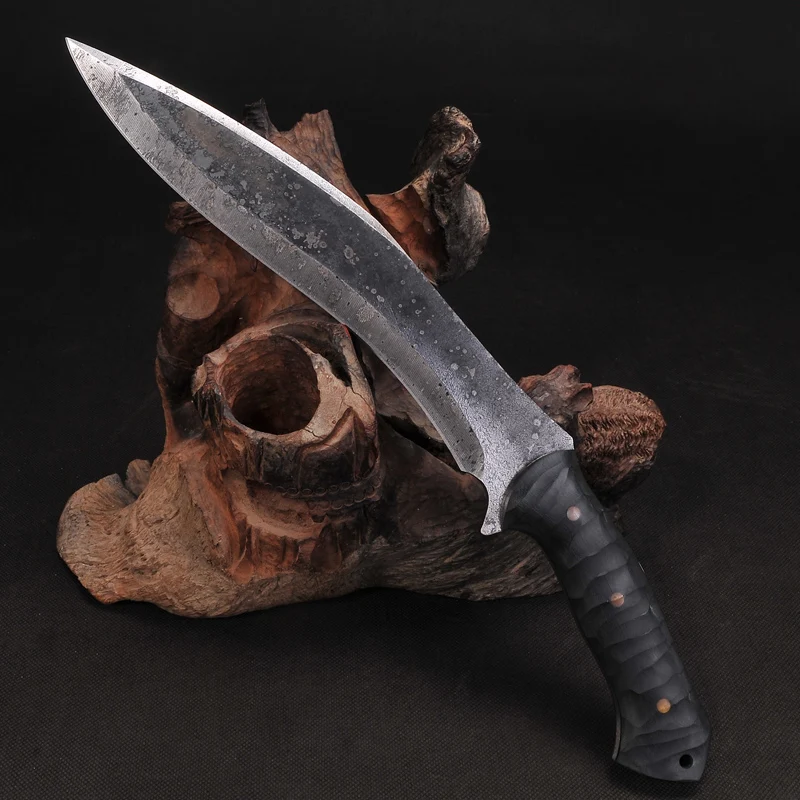 

Hunting knife Chinese Short Sword Fully Handmade Spring Steel Full tang Blade very sharp Home Decoration Functional Sword