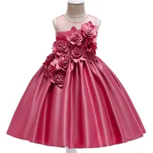 Новое Стильное летнее сатиновое платье принцессы элегантное праздничное платье с розами для девочек детское красивое и Привлекательное платье для сцены