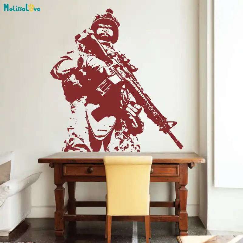 Special Forces On Duty Wall Vinyl Us Soldier Marine Army Military Home Decor Living Room For Teens Decal Art Vinyl Murals Yt1411 Wall Stickers Aliexpress