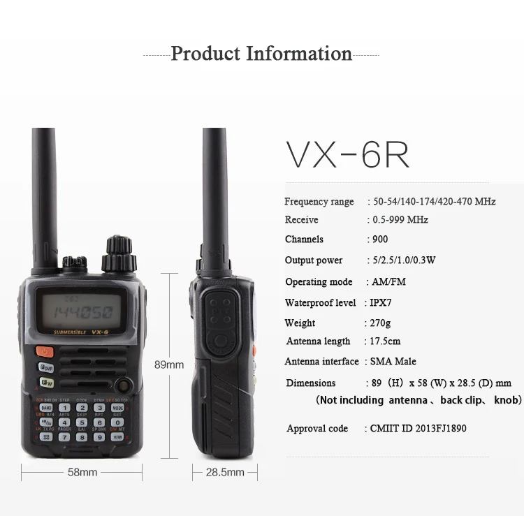 Общие рации для YAESU VX-6R двухдиапазонный 140-174/420-470 МГц FM Ham двухстороннее радио трансивер YAESU VX-6R радио