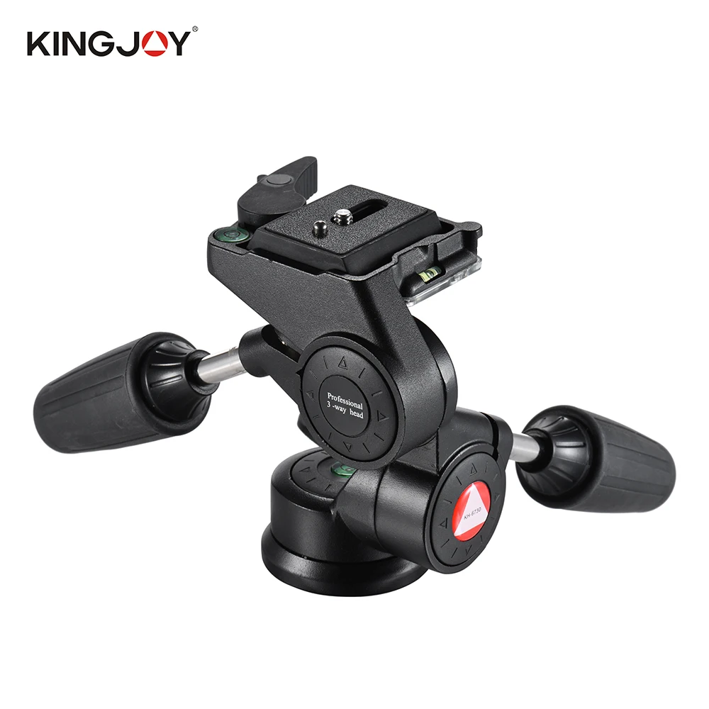 

Kingjoy Double Handle 3 Dimensional Video Tripod Head Panoramic Damping Pan/Tilt Head with 1/4" Quick Release Plate KH-6730