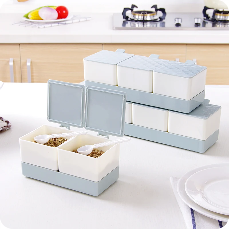 

Spice Jar Seasoning Can Sugar Bowl Transparent Colorful Lid Seasoning Box Kitchen Tool Salt Condiment Cute Storage Box Organizer