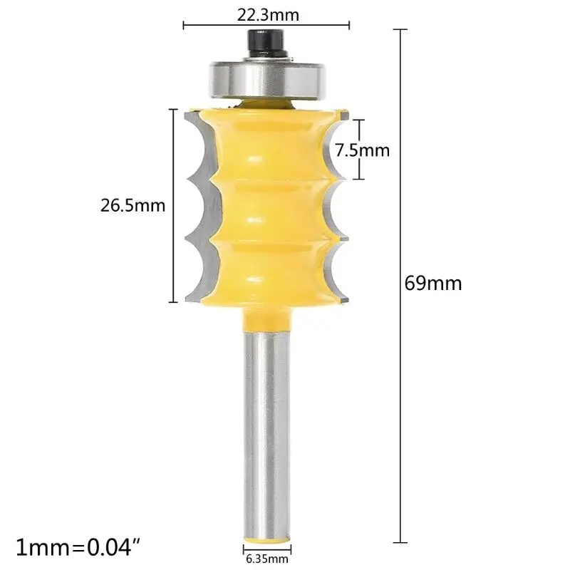 DWZ 1/4" Shank Large Triple Bead Column/Face Molding Router Bit For Woodworking