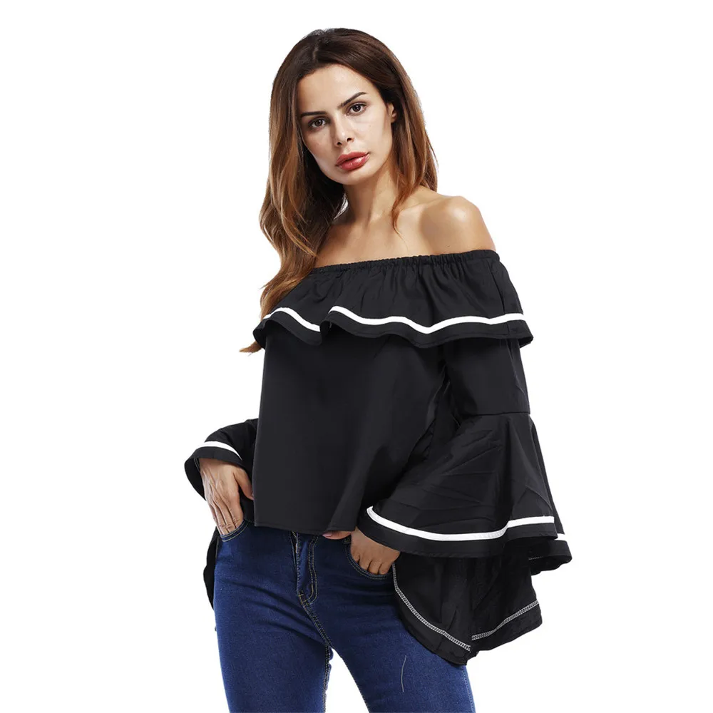 Autumn Women T shirt 2017 off shoulder crop top t shirts hot sale solid short t-shirts for women clothing fashion slim t-shirt (11)