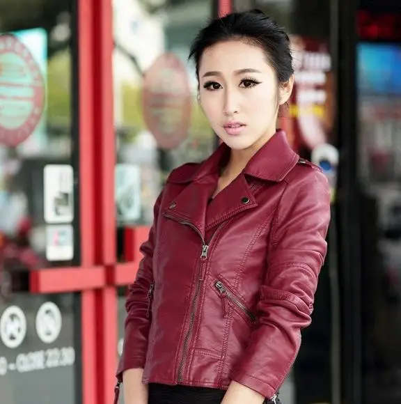 Весенняя Корейская женская куртка из искусственной кожи женская короткая куртка тонкая маленькая куртка мотоциклетная одежда кожаная куртка 1638