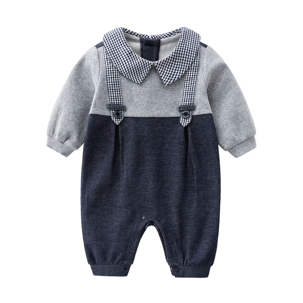 newborn baby boy costume romper warm spring autumn cotton long sleeve romper Playsuit Clothes children clothing photography 0 3m - Цвет: Gray-blue color