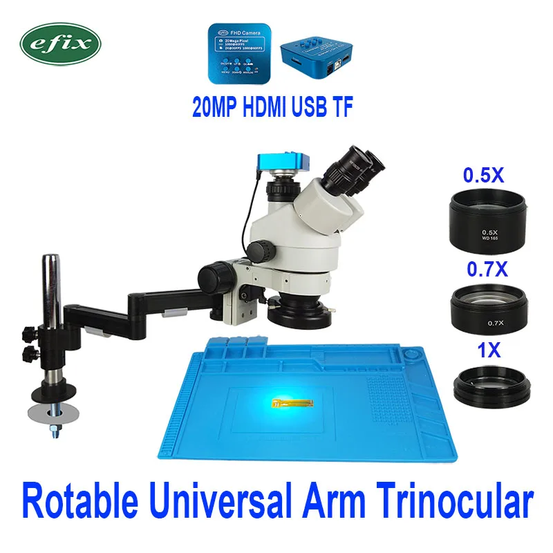 Efix Складная универсальная подставка тринокулярная паяльная стерео HDMI HD камера микроскоп непрерывный зум Simul фокусное расстояние телефон ремонт