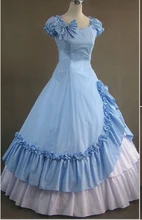 light blue ruffle bowknot lolita ball gown adults Medieval dress Renaissance gown Sissi princess Victorian Belle